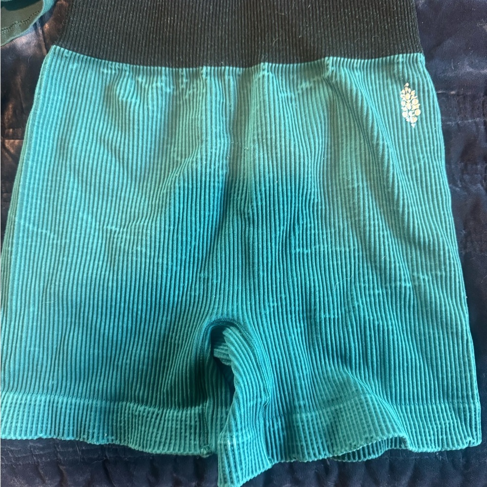 Free People Movement Ribbed Biker Shorts XS/S Teal Green